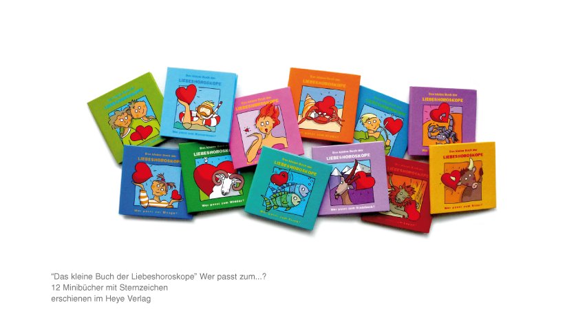 Das kleine Buch der Liebeshoroskope - Wer passt zum...? - 12 Minibücher mit Sternzeichen erschienen im Heye Verlag